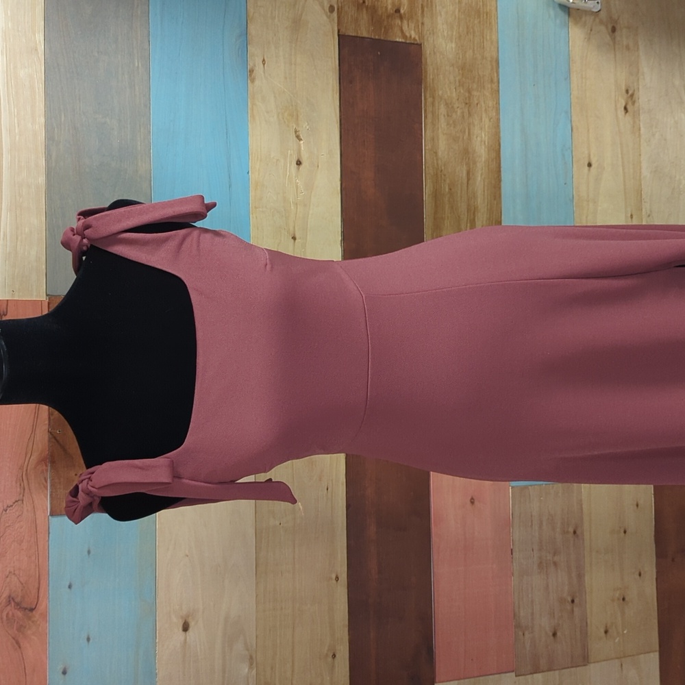Birdy Grey Dusty Rose Midi Dress with Bow Straps